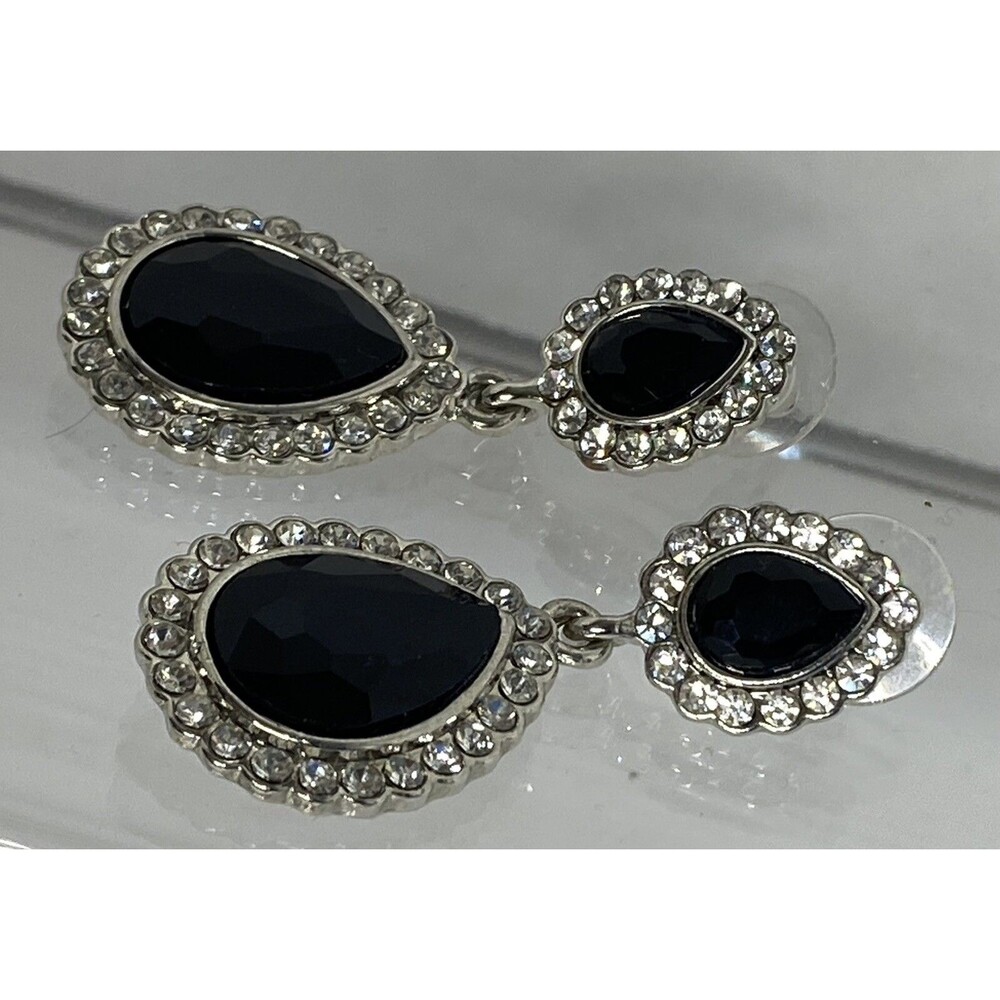 Crystal Rhinestone Cocktail Party Prom Pieced Wedding Earrings Teardrop Dangle - Picture 4 of 6